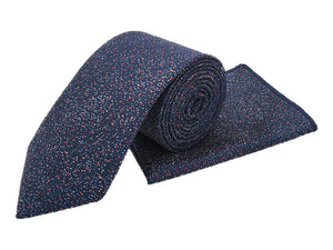 Navy & red polka dot tie and pocket square set