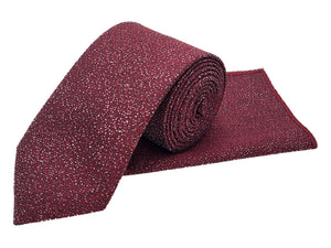 Maroon & navy polka dot tie and pocket square set