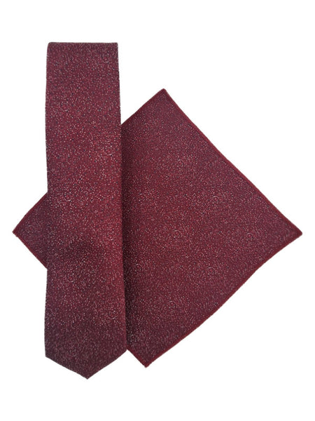 Maroon & navy polka dot tie and pocket square set