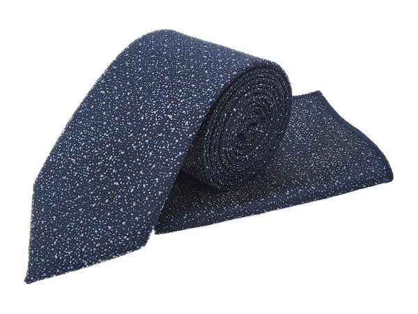 Cobalt blue & sky blue polka dot tie and pocket square set