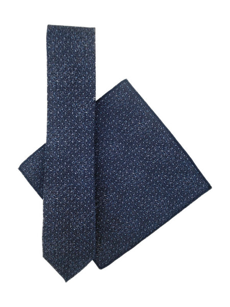 Cobalt blue & sky blue polka dot tie and pocket square set