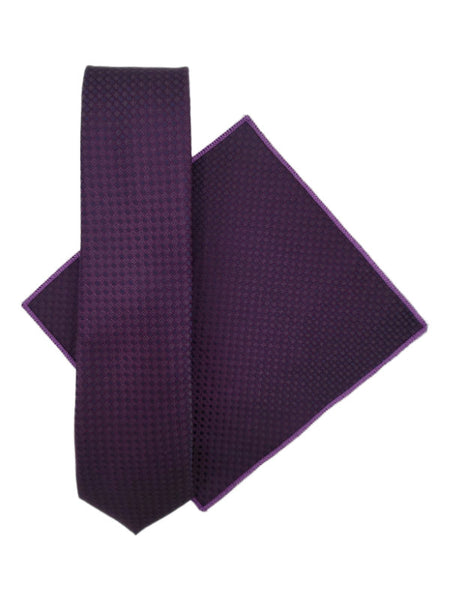 Purple & navy patterned tie and pocket square set