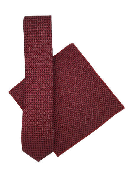 Maroon & black patterned tie and pocket square set