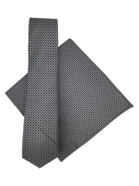 Silver & black patterned tie and pocket square set