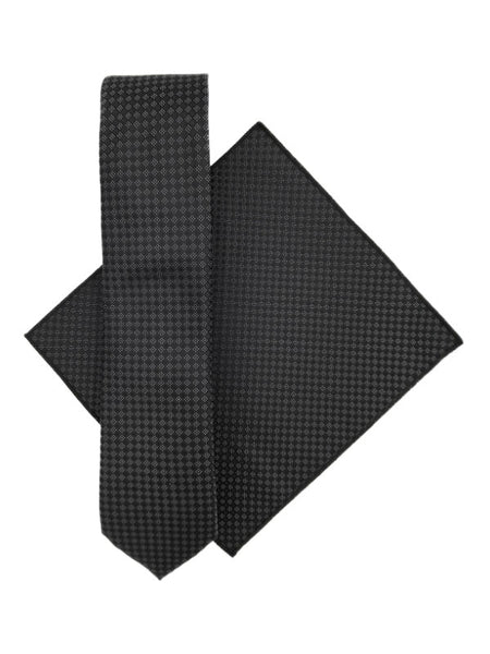 Black & white patterned tie and pocket square set