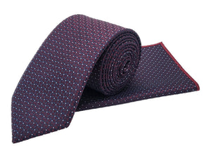 Plum & maroon geometric patterned tie and pocket square set