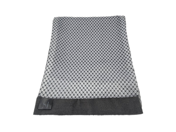 White and black micro patterned double sided neck scarf