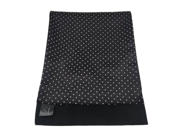 Black and white polka dot double sided neck scarf