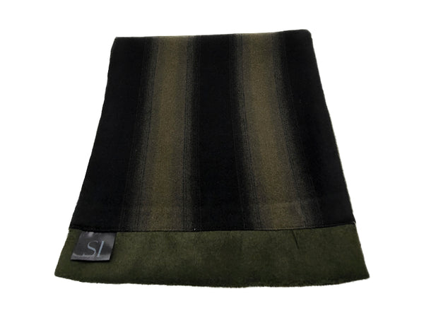 Black and khaki striped double sided neck scarf