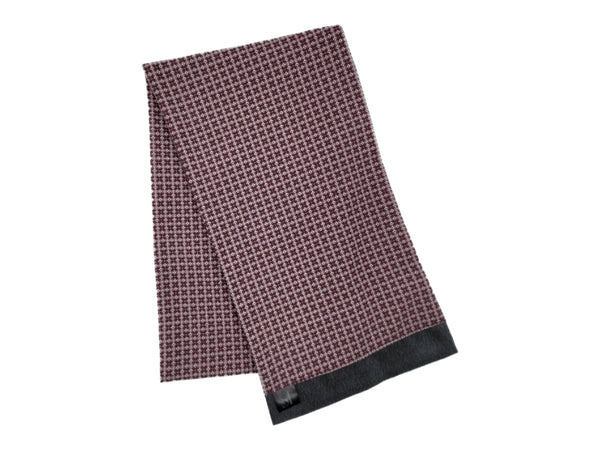 Maroon and white geometric patterned double sided neck scarf