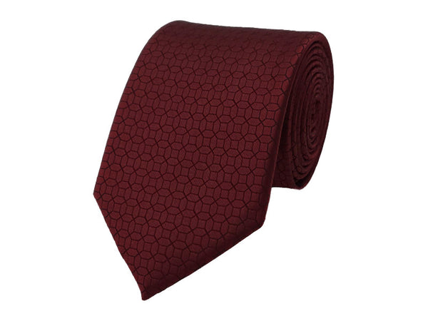 Maroon and black geometric patterned tie