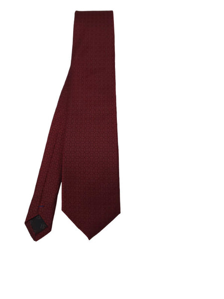 Maroon and black geometric patterned tie