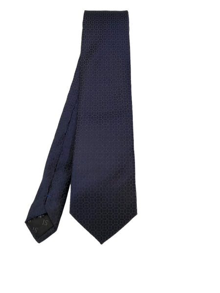 Navy and bronze geometric patterned tie