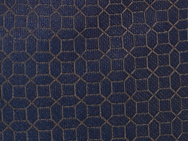 Navy and bronze geometric patterned tie