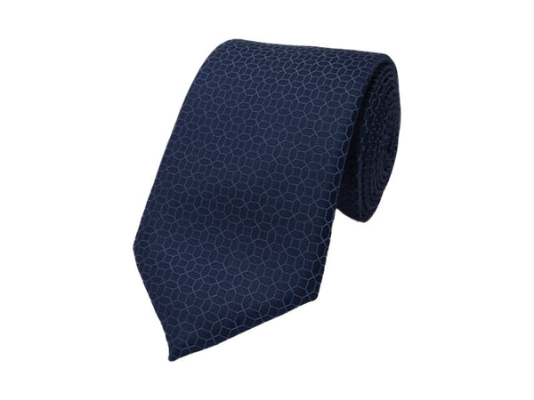 Blue denim-toned and sky blue geometric patterned tie