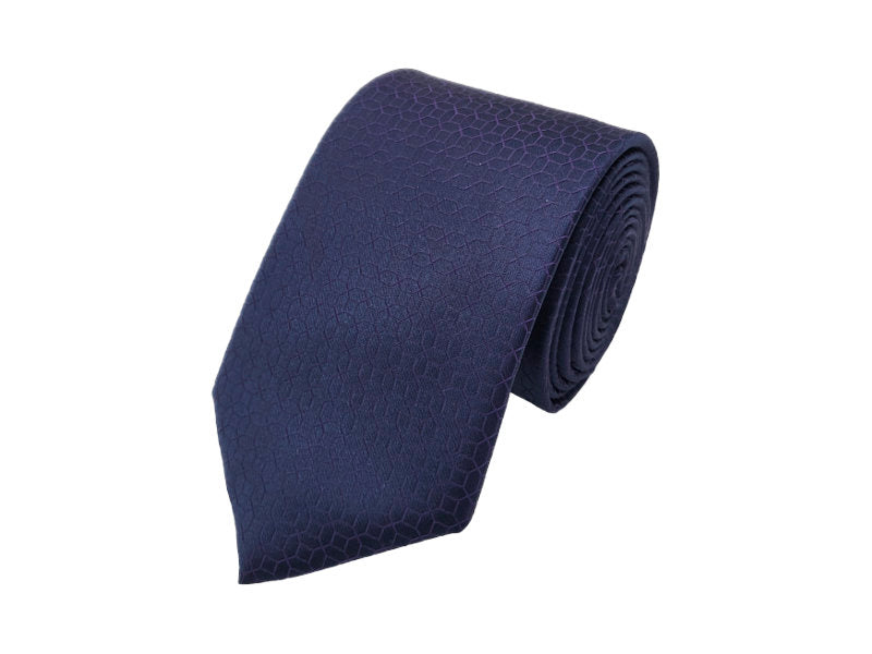 Indigo blue-toned and purple geometric patterned tie