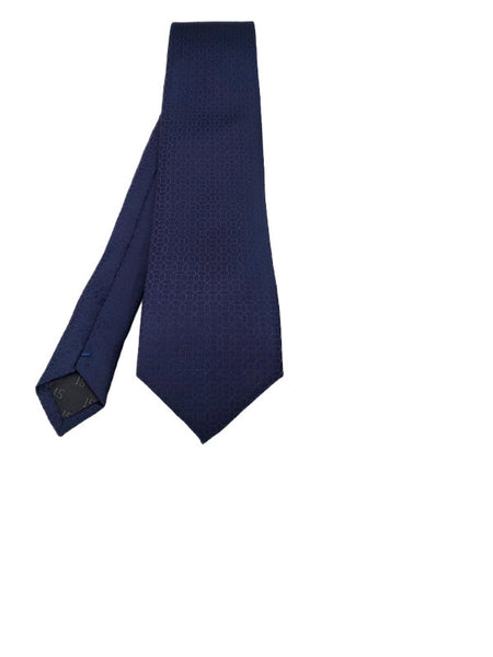 Indigo blue-toned and purple geometric patterned tie