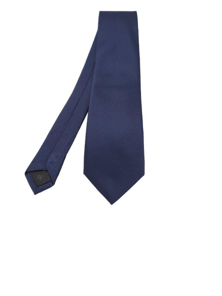 Navy and bronze-toned patterned tie