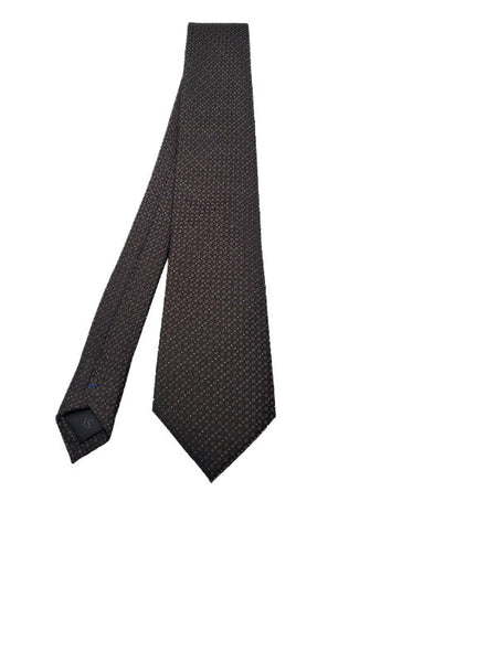 Brown-toned microdot patterned tie