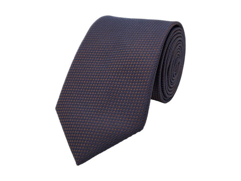 Brown and indigo blue-toned houndstooth patterned tie