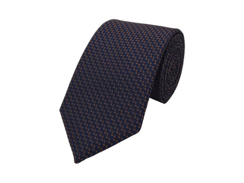 Bronze and navy-toned patterned tie