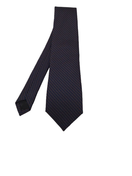 Bronze and navy-toned patterned tie