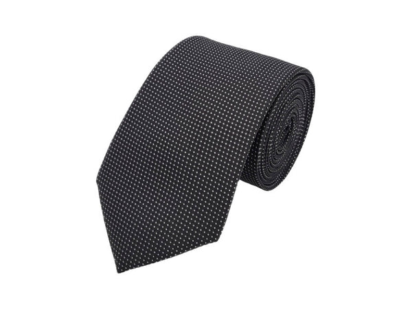 Black and white-toned micro patterned polka dot tie