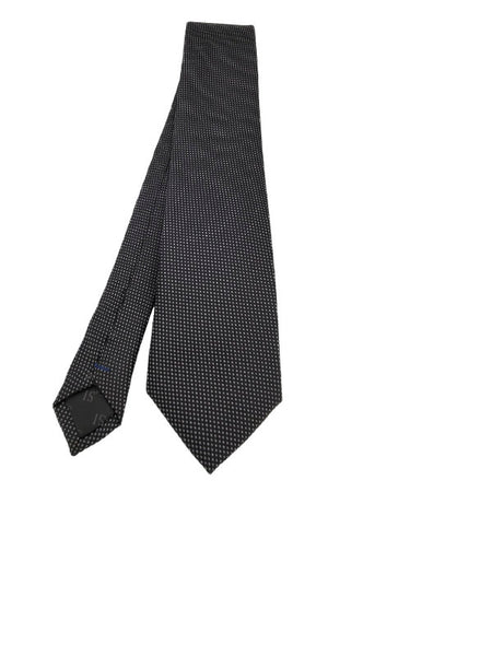 Black and white-toned micro patterned polka dot tie