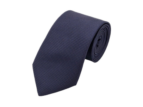 Midnight blue and brown-toned micro patterned polka dot tie