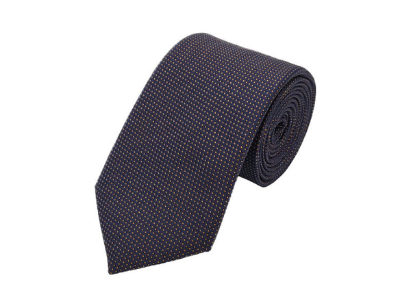 Dark indigo and bronze-toned micro patterned polka dot tie