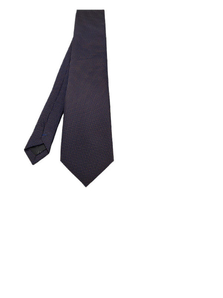 Dark indigo and bronze-toned micro patterned polka dot tie