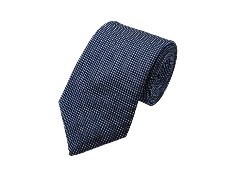 Black and sky blue-toned micro patterned polka dot tie