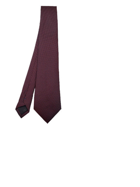 Maroon and beige-toned micro patterned polka dot tie