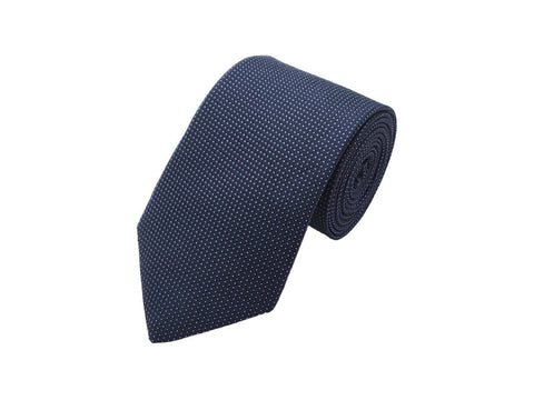 Navy and sky blue-toned micro patterned polka dot tie