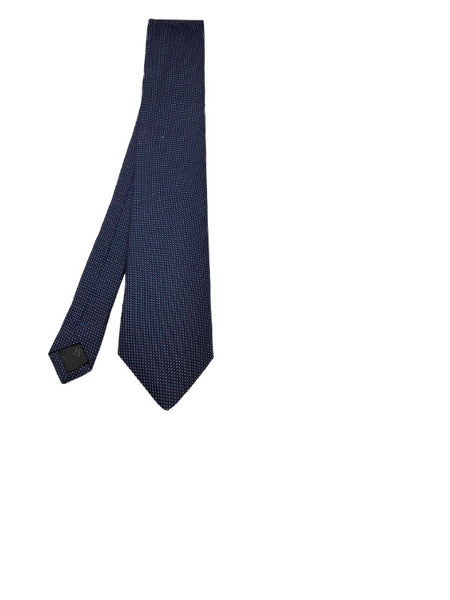 Navy and sky blue-toned micro patterned polka dot tie