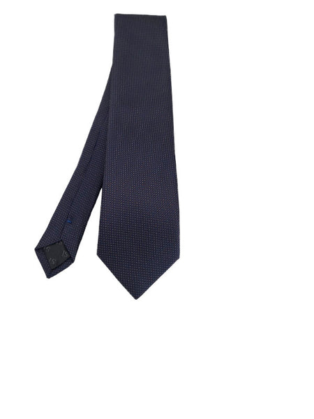 Navy and bronze-toned patterned tie