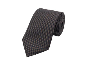 Black and bronze-toned micro patterned polka dot tie