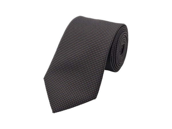 Black and bronze-toned micro patterned polka dot tie