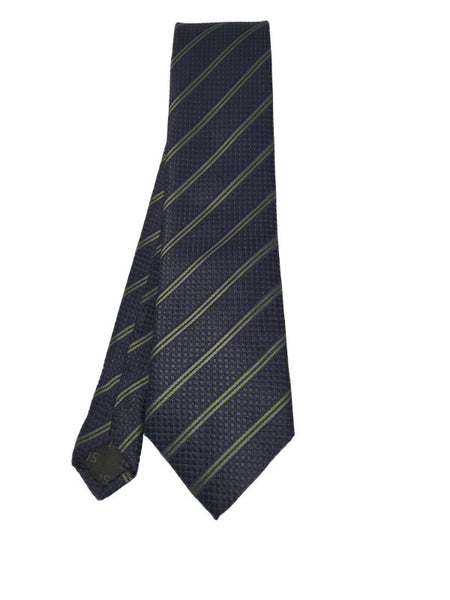 Khaki and navy double striped tie