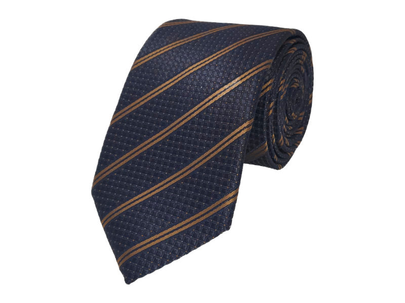 Bronze and navy double striped tie