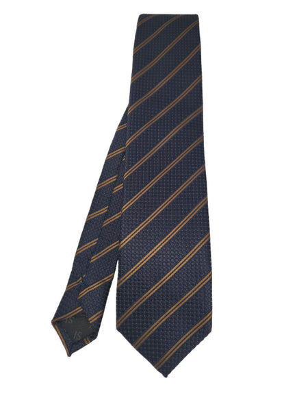 Bronze and navy double striped tie