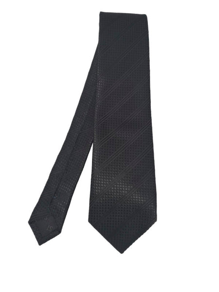 Black double striped tie