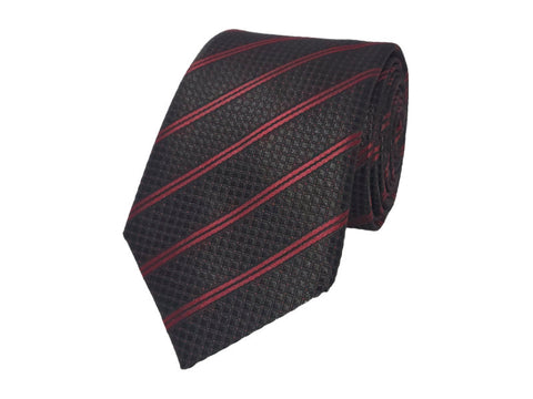 Berry and black double striped tie