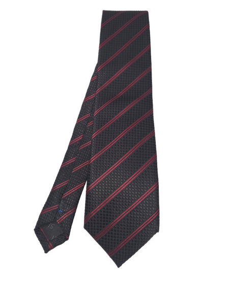 Berry and black double striped tie