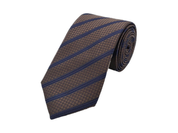 Navy and brown double striped tie