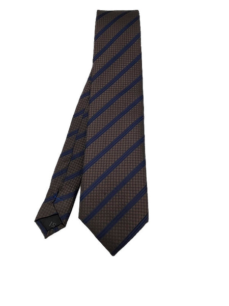 Navy and brown double striped tie