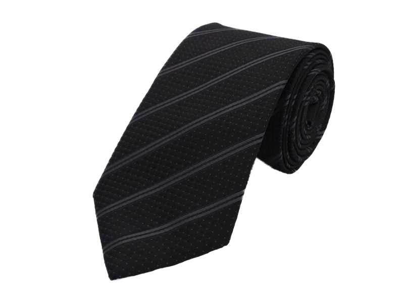 Grey and black double striped tie