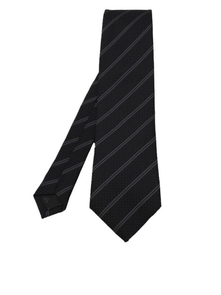 Grey and black double striped tie