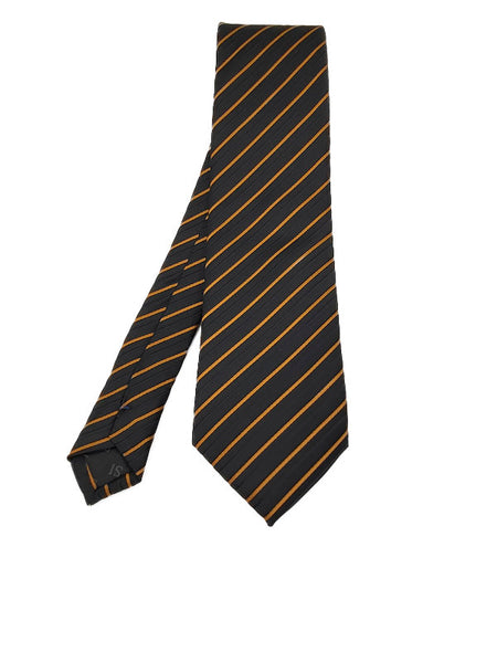 Gold and black diagonal striped tie