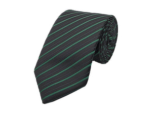 Green and black diagonal striped tie